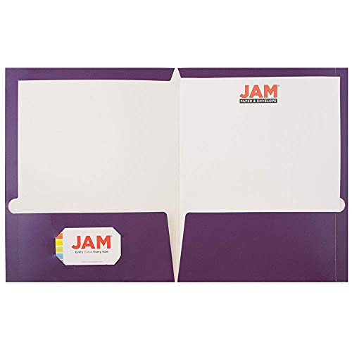 JAM PAPER Laminated Two Pocket Glossy School Folders - Letter Size - High Gloss Purple - 6/Pack - color: Purple, size: Pack of 6 Folders