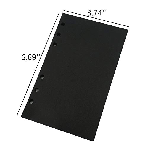 A6 Planner Refill, Refillable Notebook Paper, 6 Ring Binder Refill, for compatible with Filofax, Black Paper, All Blank, 2 Pages per Sheets, 40 Sheets in Total A6 3.74'' x 6.69'' - color: Black Blank, size: A6
