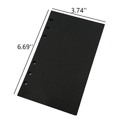 A6 Planner Refill, Refillable Notebook Paper, 6 Ring Binder Refill, for compatible with Filofax, Black Paper, All Blank, 2 Pages per Sheets, 40 Sheets in Total A6 3.74'' x 6.69'' - color: Black Blank, size: A6
