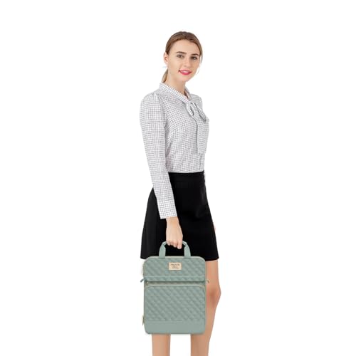 MOSISO 12.9 inch Tablet Sleeve Bag for iPad Pro 13 M4&iPad Air 13 M3 M2,iPad Pro 12.9 M2 M1 6/5,Surface Laptop Go 12.4,Galaxy Tab S8+/S9+ 12.4,Square Quilted Carrying Case with 2 Pockets,Antique Green - color: Antique Green, size: 12.9 inch