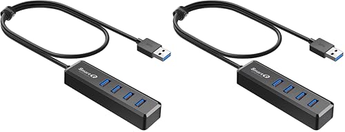 SmartQ H302S USB 3.0 Hub, 4-Port USB Expander with 2ft Long Cable, High-Speed Data Transfer, Compatible with Laptop, PC, Mac, Printer, External HDD (Pack of 2) - size: 2 ft (Pack of 2), style: USB A - 3.0