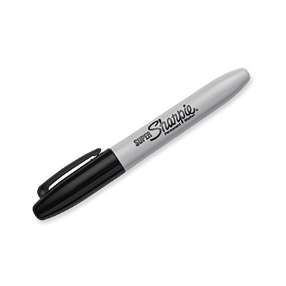 Sharpie Super Permanent Markers, Fine Point, Black, 12 Count - Quick Drying, For Classroom, Poster Boards, Office, Home, Teacher Supplies