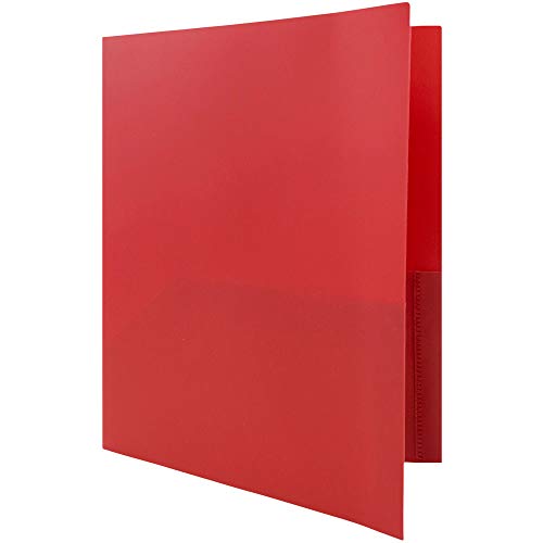 JAM PAPER Plastic 2 Pocket POP Folders - Durable School Folders - Red - 6/Pack - color: Red, size: 6 Per Pack