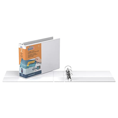 QuickFit Landscape 3 Ring Legal Binder, Heavy-Duty Round-Ring Binder with Clear-View Cover, 8.5" x 14", Pack of 4, Round Ring, White - size: 2 Inch, style: 4 Pack