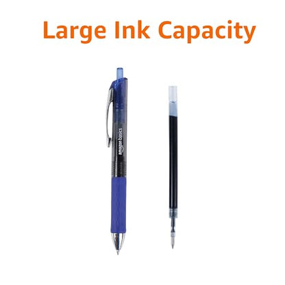 Amazon Basics Retractable Gel Pens, Fine Point 0.7mm, Smooth Writing, No-Smear Ink, Blue, 12-Pack - color: Blue