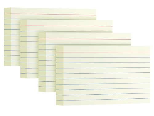 YIZUUN Cream Index Cards 3x5, 200 Pack, Ruled Index Cards, Flash Cards for Studying, Heavy Note Cards for Office, Home and College, 4 Packs of 50 - color: Cream, size: 3 x 5