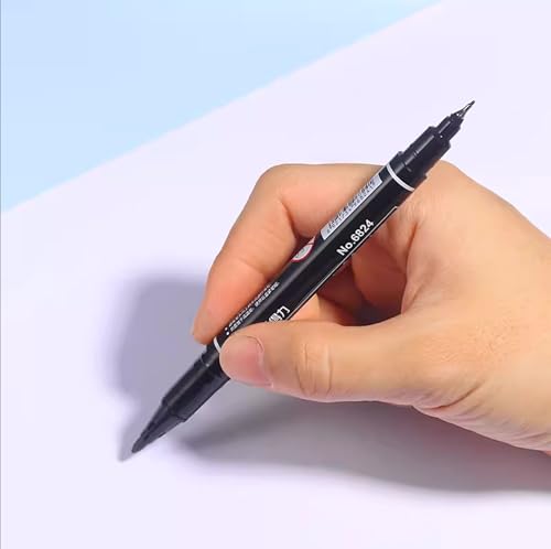 deli 12 Count Black Dual Tip Waterproof Permanent Marker Pens Bulk | Quick Dry Ink,Fine point,for writing,labeling,drawing,posters,office,DIY & school crafts;works on wood,plastic,glass,metal