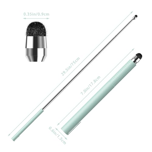 Universal Telescopic Stylus Pen for Touch Screens, Retractable Pointer Stick Stylus with Special Flocking Tip, Pointer Finger Stick, Anti Slip Pen Clip，Green - color: Green