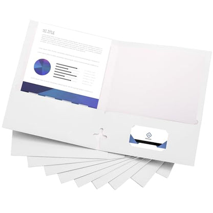10 Pack Two Pocket Folders, White, Strong Thick Paper Folders, for Letter Size, by ACTIVITYya - color: White