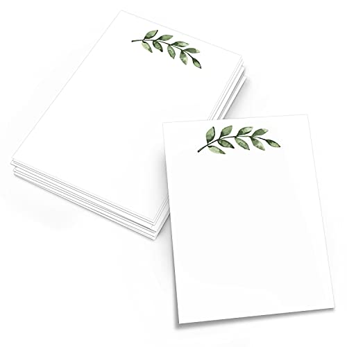 321Done Blank Note Cards, 5x7 Thick Cardstock - Greenery Leaves White Card Stock, Notecards & Stationery for Writing, Stamping, Printing - Made in USA, Set of 50 - No Envelopes - color: Greenery, White, size: 5x7, Vertical