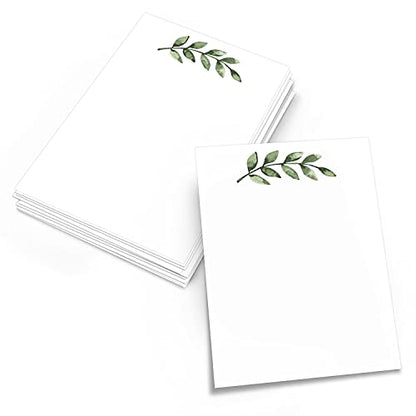 321Done Blank Note Cards, 5x7 Thick Cardstock - Greenery Leaves White Card Stock, Notecards & Stationery for Writing, Stamping, Printing - Made in USA, Set of 50 - No Envelopes - color: Greenery, White, size: 5x7, Vertical