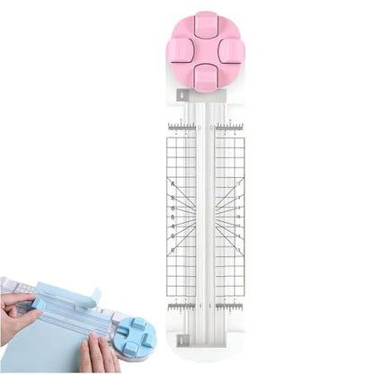 4 in 1 Paper Cutter, 4 Paper Cutting Methods (Straight Line, Wavy, Dotted, Folded Lines), Plus Side Ruler，Plastic (Pink) - color: Pink