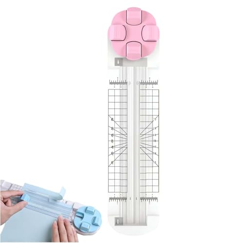 4 in 1 Paper Cutter, 4 Paper Cutting Methods (Straight Line, Wavy, Dotted, Folded Lines), Plus Side Ruler，Plastic (Pink) - color: Pink