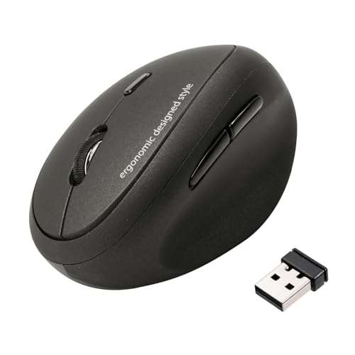 SANWA 2.4G Wireless Ergonomic Mouse, Optical Vertical Ergo Mice for Small Hands, Reduce Wrist Strain, 800/1200/1600 DPI, 5 Buttons, Compatible with MacBook, Laptop, Windows, Mac OS, Black - color: Black