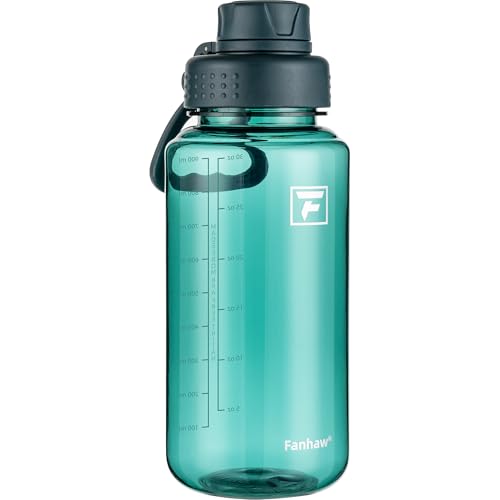 Fanhaw 32 oz Clear BPA-Free Tritan Water Bottle with Fast-Flow Spout Lid, BPA-Free & Leak-Proof Wide-Mouth Reusable Bottle for Gym, School & Office, Back to School Essentials (Dark Green) - color: Dark Green, style: 32 Ounces