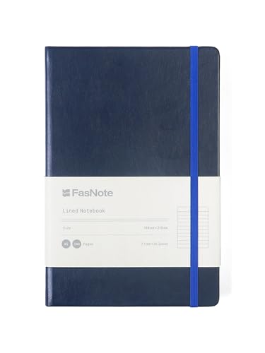 A5 Lined Hardcover Notebook, 100 GSM Paper, Midnight Blue | Soft-touch Alpha3 PU cover, lay-flat sewn binding, elastic closure, ideal for work, meetings, planning, and note taking - color: Midnight Blue, size: A5