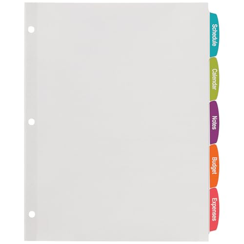 Avery Big Tab Printable White Label Dividers for 3 Ring Binders, 5 Tabs per Set, White, Great for Office Supplies, School Supplies, Organizing, and More (20 Sets of 14434) - size: One Size, style: 20 Sets