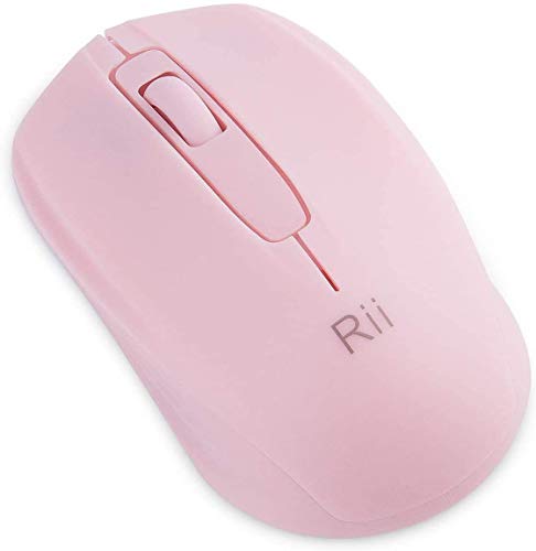 Rii Wireless Mouse,2.4G Portable Computer Mice for PC, Laptop, Windows,Office Included Wireless USB dongle (Black+Pink) - color: Black+Pink