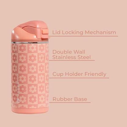 HydroJug Ease2o 14oz Kids Water Bottle with Straw & Chug Lid, Daisy Checkers - color: Daisy Checkers