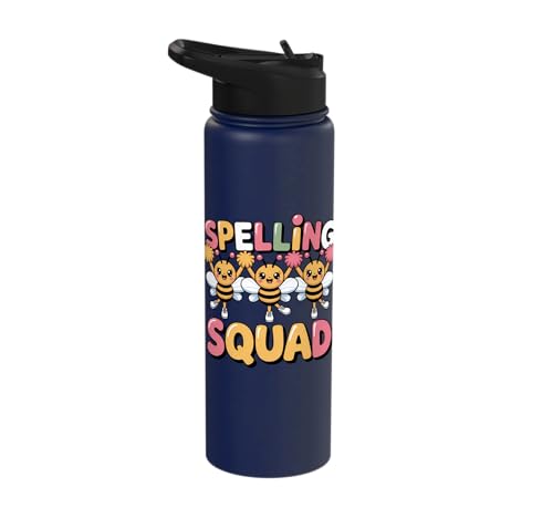 Spelling Squad Teacher Student Coach Classroom Stainless Steel Insulated Water Bottle - color: Navy Blue