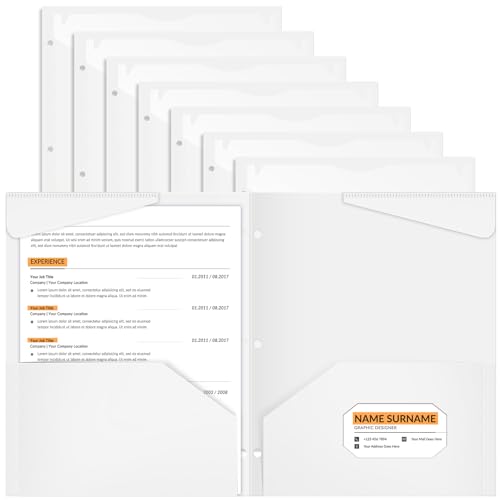 Henoyso 24 Pcs White Plastic Folders with 2 Pockets and Clear Front Pocket 3 Holes Bulk Heavy Duty Letter Size Folders for Back to School, Office & Home, Classroom Organization - color: White