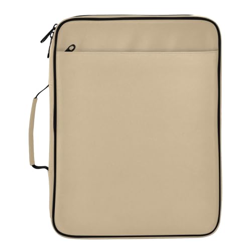 Beige Print 3 Ring Zipper Binder for Office School High Capacity Document Organizer 1.2 Inch Portfolio Case Holds 500 Sheets Binder Organizer for Adults Kids - color: Beige