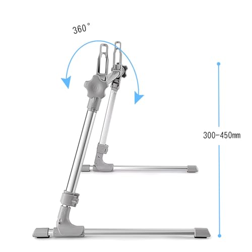360° Rotatable Tablet Stand for 0-12.9" iPad/Tablets/Phones, Adjustable Height (13.78-17.72") & Foldable Aluminum Holder for Bed, Sofa,Floor,Desk Working, Reading,Watching
