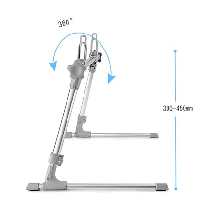 360° Rotatable Tablet Stand for 0-12.9" iPad/Tablets/Phones, Adjustable Height (13.78-17.72") & Foldable Aluminum Holder for Bed, Sofa,Floor,Desk Working, Reading,Watching