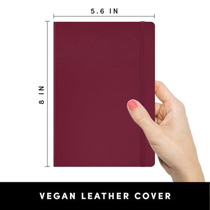 PAPERAGE Lined Journal Notebook, (Burgundy), 160 Pages, Medium 5.6 in x 8 in - 100 GSM Thick Paper – Hardcover Journaling Notebook for Work, School & Note Taking - color: Burgundy, style: A. Lined