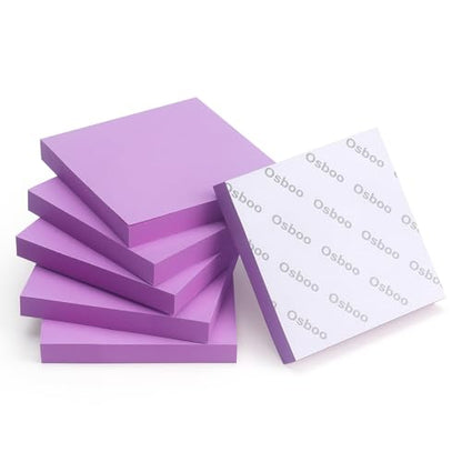 Sticky Notes 3x3 Self-Stick Notes Pads with 6 Bright Colors, Easy to Post for Office, Shool, Home, 6 Pads/Pack, 100 Sheets/Pad (Purple) - color: Purple