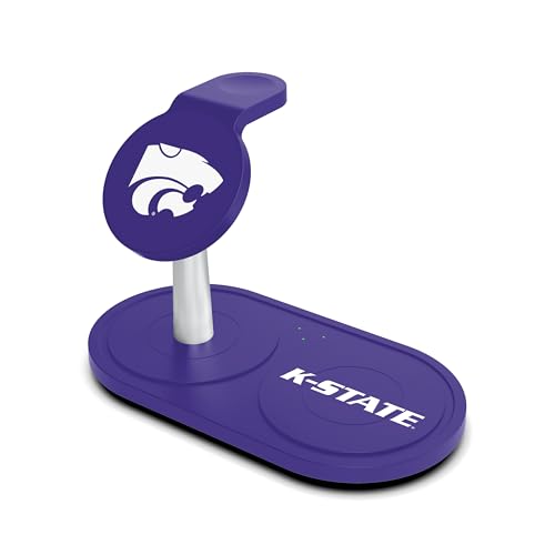 SOAR Collegiate 3-in-1 Wireless Charging Station - color: Kansas State Wildcats