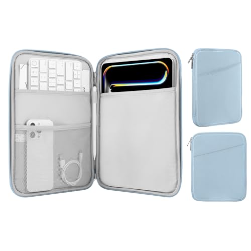 MoKo 9-11 Inch Tablet Sleeve Bag Carrying Case with Accessory Pocket | Fits iPad Air 11-inch M4, iPad Pro 11-inch M5, iPad A16 11-inch, iPad 10/9/8/7th and Tab S9/S8 11-inch, Misty Blue - color: Misty Blue, size: 9-11 Inch