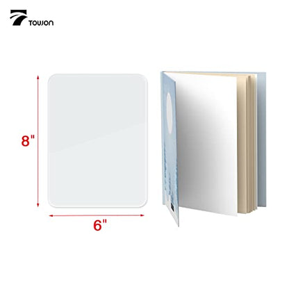 TOWON Small Glass Dry Erase Board, Desk White Board with Standing, Mini Whiteboard Easel Pad Set, Stenography Artifact for Office, Home and School Supplies, 8x6 Inches, White - color: White