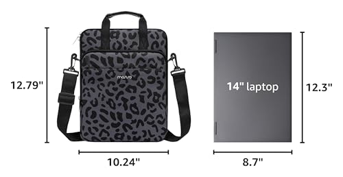 MOSISO 12.9 inch Tablet Sleeve Bag for iPad Pro 13 M4&iPad Air 13 M3 M2,iPad Pro 12.9 M2 M1 6/5th,Surface Laptop Go 12.4,Galaxy Tab S8+/S9+ 12.4, Leopard Grain Tablet Shoulder Bag with 3 Pockets,Black - color: Black