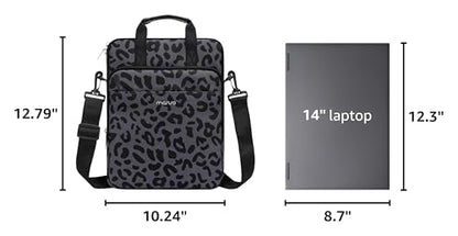 MOSISO 12.9 inch Tablet Sleeve Bag for iPad Pro 13 M4&iPad Air 13 M3 M2,iPad Pro 12.9 M2 M1 6/5th,Surface Laptop Go 12.4,Galaxy Tab S8+/S9+ 12.4, Leopard Grain Tablet Shoulder Bag with 3 Pockets,Black - color: Black
