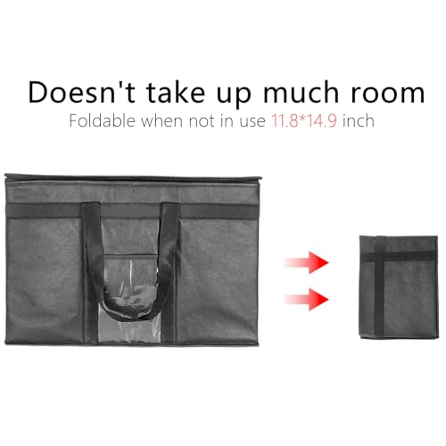 3XL Insulated Food Transport Bag - Reusable Cooler Bag for Cold and Hot Food Delivery with Lid and Double Zipper - size: 3X-Large