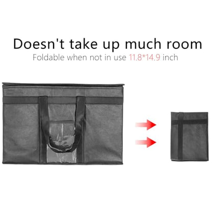 3XL Insulated Food Transport Bag - Reusable Cooler Bag for Cold and Hot Food Delivery with Lid and Double Zipper - size: 3X-Large