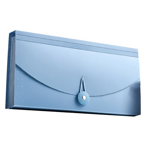 Generic 13 Pockets Expanding File Folder Document Organizer Accordion Folder Plastic with Buckle Design for VAT Invoices Receipts Storage (Blue) - color: Blue