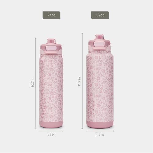 ZULU Powerfill Pro 32oz Stainless Steel Water Bottle - You're Wild Flower - color: Primrose Pink, style: 32oz