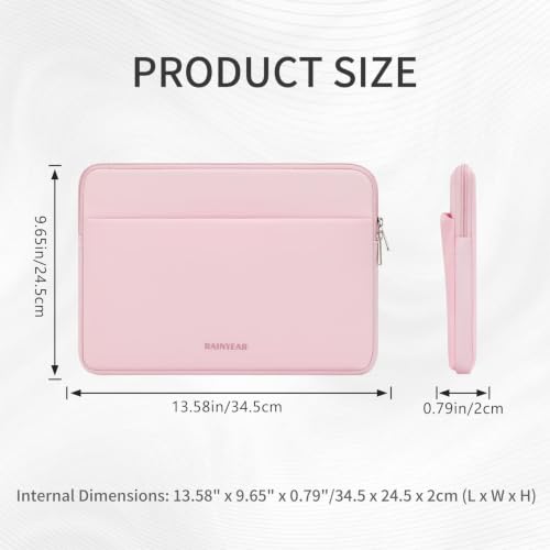 RAINYEAR Laptop Sleeve Case 13.3 Inch, Protective Portable Case with Front Pocket, Briefcase Handbag Laptop Bag Compatible with 13.3-14 Inch Laptop PC, 14 Inch MacBook Pro M5 M4 M3 M2 M1, Light Pink - color: Light Pink, size: 13.3-14 inch