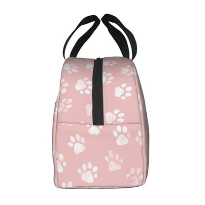 Lunch Bag Pastel Pink Dog Paw Pattern Insulated Lunch Box Reusable Cooler Tote for Adults Student Girl Boy Work Office School Picnic Over 3 Years Old - color: B0381