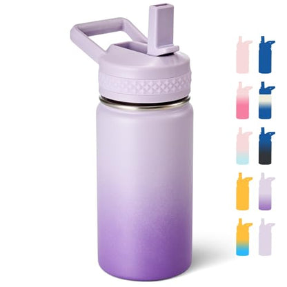 Fijinhom 12 oz Kids Water Bottle, Toddler Water Bottle with Straw, Boys&Girls Bottle for School, 304 Stainless Steel Vacuum Insulated Bottle for Kids, BPA-Free, Leak-Proof, Gradient Purple - color: Gradient Purple