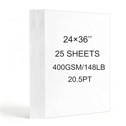 24x36” Large Poster Board, 400GSM Heavyweight Poster Paper Bulk, 25 Sheets White Display PosterBoards for School Office Company Craft Projects - color: White, size: 24 x 36’’