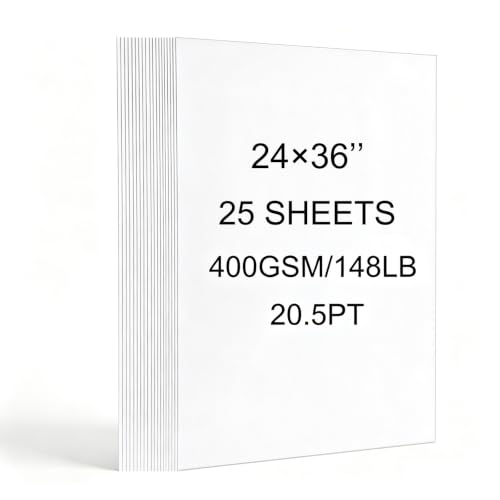 24x36” Large Poster Board, 400GSM Heavyweight Poster Paper Bulk, 25 Sheets White Display PosterBoards for School Office Company Craft Projects - color: White, size: 24 x 36’’