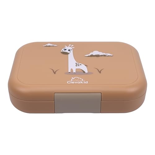 Bento Midi Lunch Box with carrying handle – 4 No-Mix Compartments | Microwave & Dishwasher Safe,Removable Tray | 900ML OZ (Pink Dark Powder ClevaRaff Friend) - color: Pink Dark Powder ClevaRaff Friend