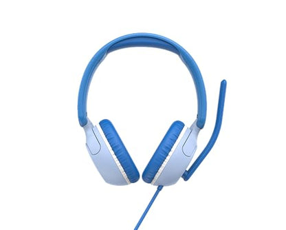 myFirst CareBuds Link W2 Kids Wired Headphones with Microphone, 85dB Volume Limit, 3.5mm On-Ear Headset, Foldable Lightweight Headphones with Rotatable Boom Mic (Mix Blue) - color: Mix Blue