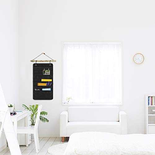 2 Pack Heavy Duty 5 Pocket Door Hanging File Organizer, Black Wall Storage Pocket Charts with 2 Hangers, Great for Classroom, School, Home or Office Use (5 Pocket-2Pack) - size: 5 Pocket-2Pack