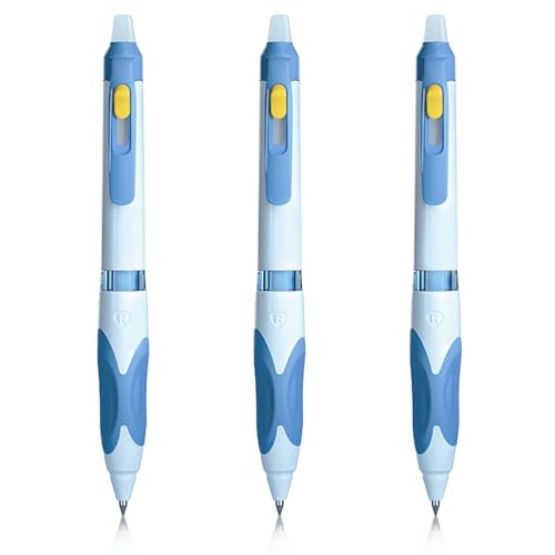 M&G 3 PCS Erasable Pens, 0.5mm Blue Ink Erasable Gel Pens, Fine Point Retractable Pens Make Mistakes Disappear, Premium Comfort Grip Note Taking and Crossword Puzzles - color: blue ink 3pcs