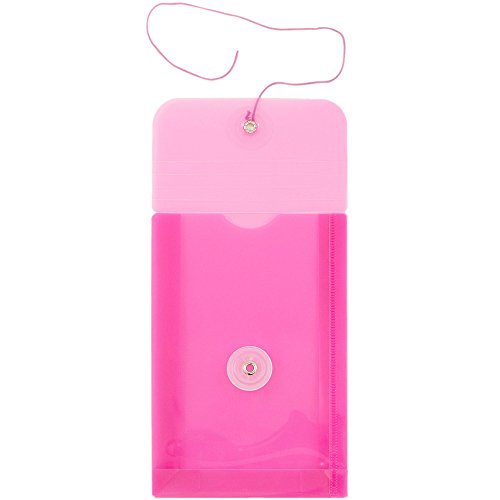 JAM PAPER Plastic Envelopes with Button & String Tie Closure - 4 1/4 x 6 1/4 - Fuchsia Pink - 12/Pack - color: Fuchsia, size: 4 x 6