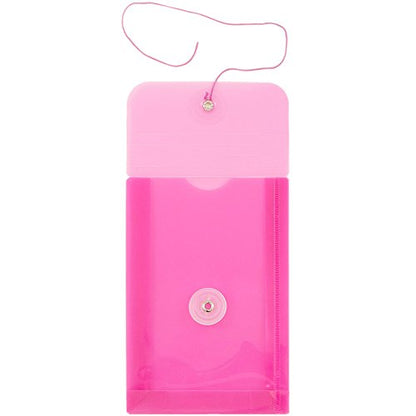 JAM PAPER Plastic Envelopes with Button & String Tie Closure - 4 1/4 x 6 1/4 - Fuchsia Pink - 12/Pack - color: Fuchsia, size: 4 x 6
